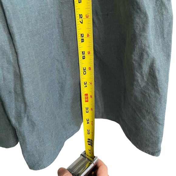 Linenshed Green Button Down 100% Linen Quarter Sleeve Knee Length Dress Size XS - Picture 5 of 10